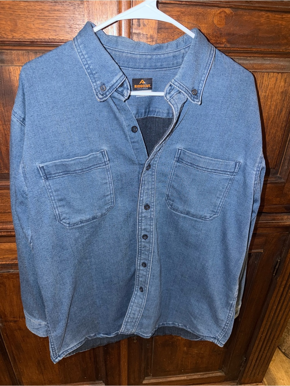 Ridgecut Toughwear Mens Denim Long Sleeve Work Shirt Size Large